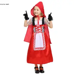 S-XL девушки Красная Шапочка Cosplays Дети Хэллоуин Аниме костюмы Детский день Пурим этап игра Маскарад праздничное платье