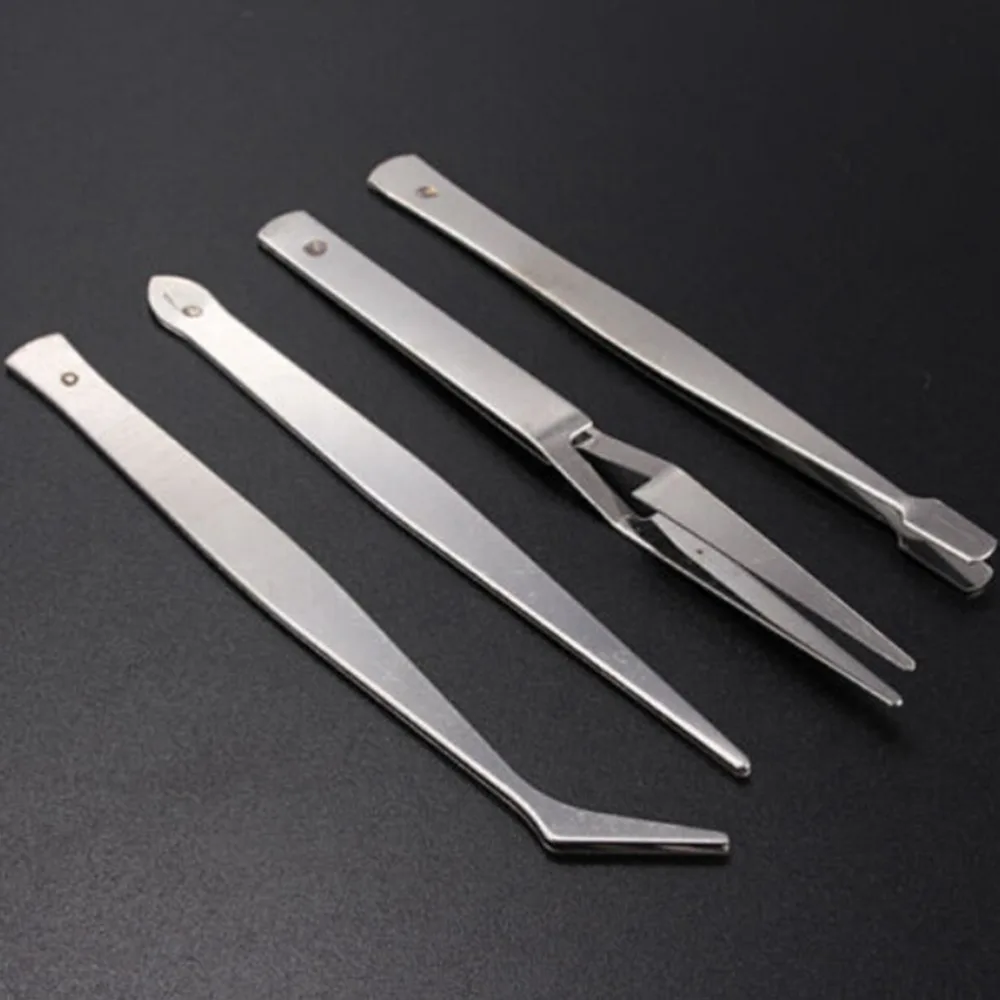 4Pcs Stainless Steel Forceps Cutting Pliers Pincers Pincette Tweezers
