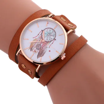 

2020 Hot Sale New Arrival Personality Around Pu Bracelet Table Fengling Feather Patterns Ms Student Contracted Casual Watch
