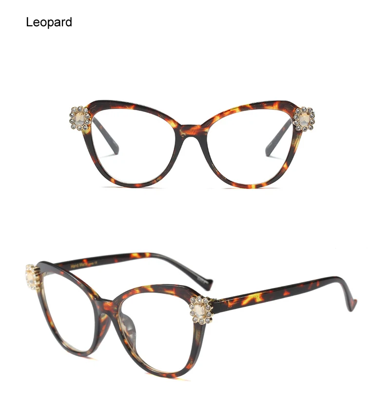 Ralferty роскошные женские очки кошачий глаз оправа винтажный Леопардовый кристалл оправы для очков женские очки по рецепту F97569