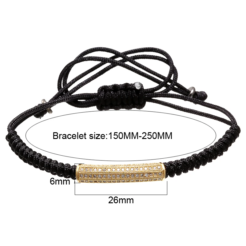 Mcllroy Macrame Braiding Bracelets Jewelry bracelet homme Micro CZ Paved Curved Tubes Bangls for Women Simple Bend Bar Bracelets