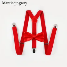 Mantieqingway Эластичные подтяжки Для женщин Для мужчин одноцветное Цвет Брейс лук галстук комплект для взрослых Регулируемый y-обратно подтяжки Brace Пояса ремень