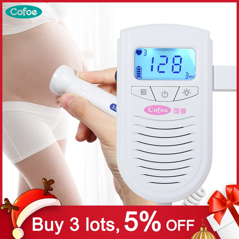 Baratos Cofoe Doppler Fetal Detector portátil de bolsillo hogar bebé embarazada ultrasonido corazón Monitor de sonido a la radiación No estetoscopio