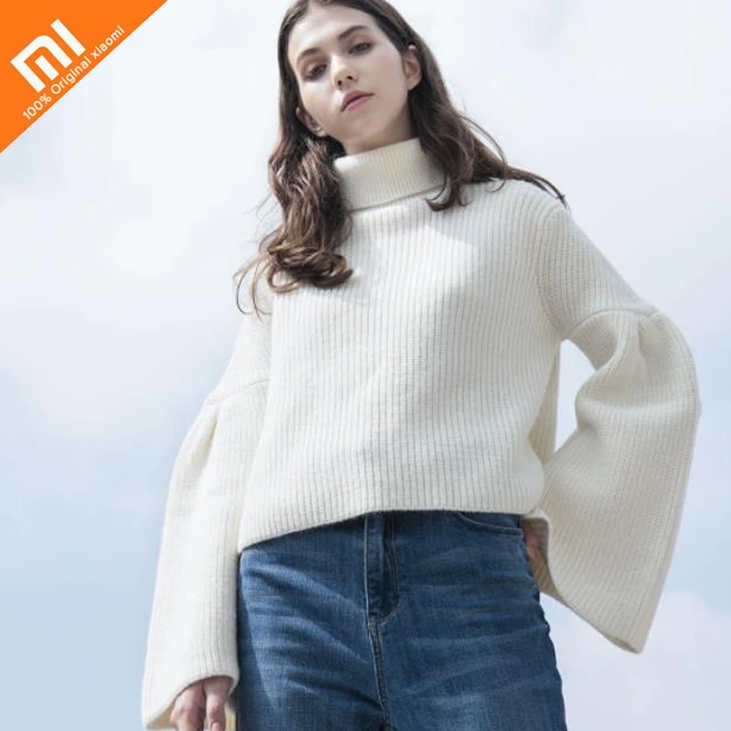 

Original xiaomi mijia PPT trumpet sleeve fashion sweater trendy atmosphere sweater anti-pilling female knitwear loose top HOT