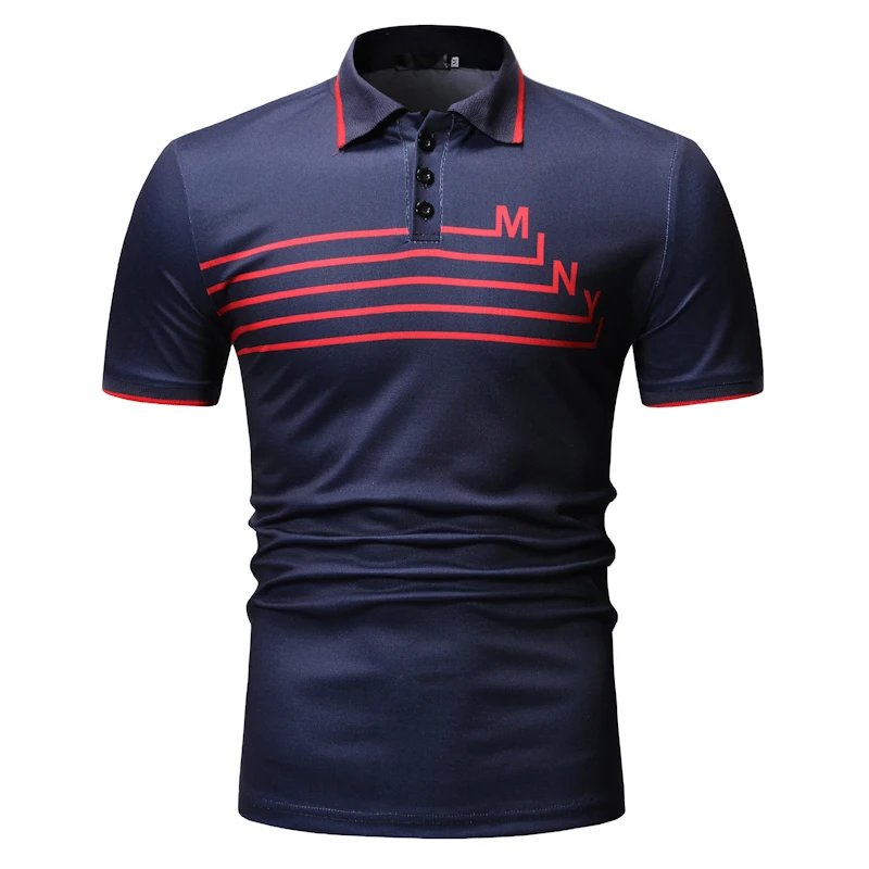 

2019 New Polo Shirt Men Striped Polos Short Sleeve Slim Fit Summer Collar Shirt Boys Casual Mens Clothing Fashions Brands Hots