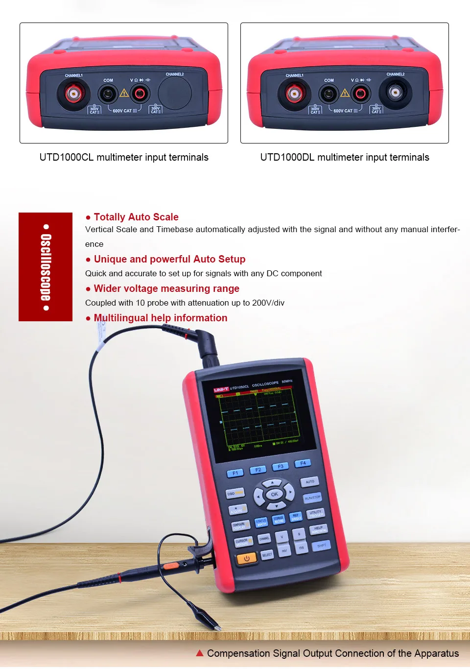 UNI-T UTD1025DL/UTD1025CL/UTD1050DL/UTD1050CL Ручной цифровой осциллограф с мультиметром USB