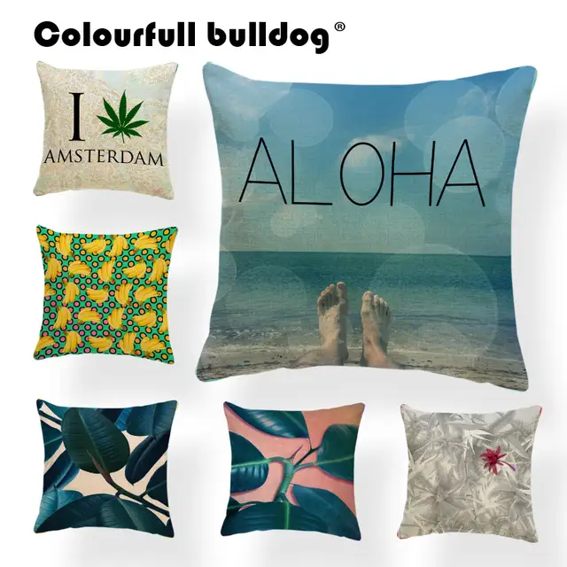 Banana Palm Tree Cushion Case Thailand Plants Pillow Ocean Style