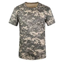 Новая мужская футболка для охоты, дышащая, Армейская, тактическая, Боевая, военная, сухая, Спортивная, Camo Camp Tees-ACU Green S