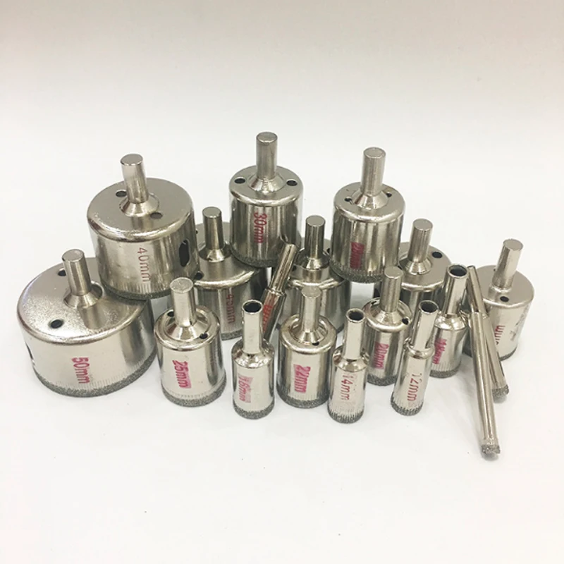 

15pcs 3/5/6/8/10/12/16/20/25/30/40/50mm Diamond Coated Drill Bit Tile Marble Glass Ceramic Hole Saw Drilling Bits For Power Tool