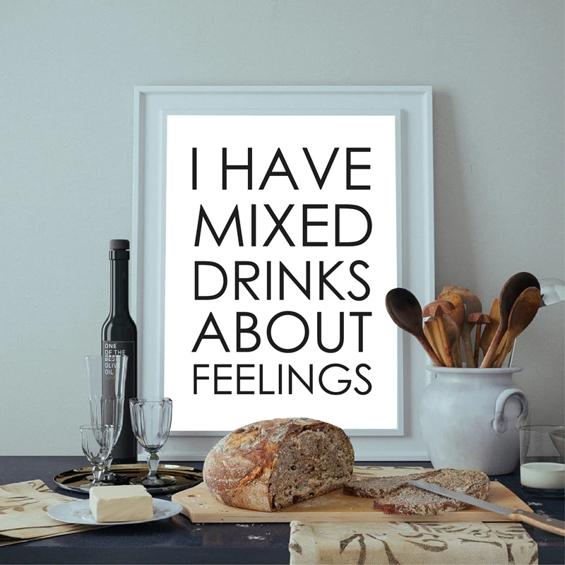 I Have Mixed Drinks About Feelings Quote Canvas Painting Wall Decor