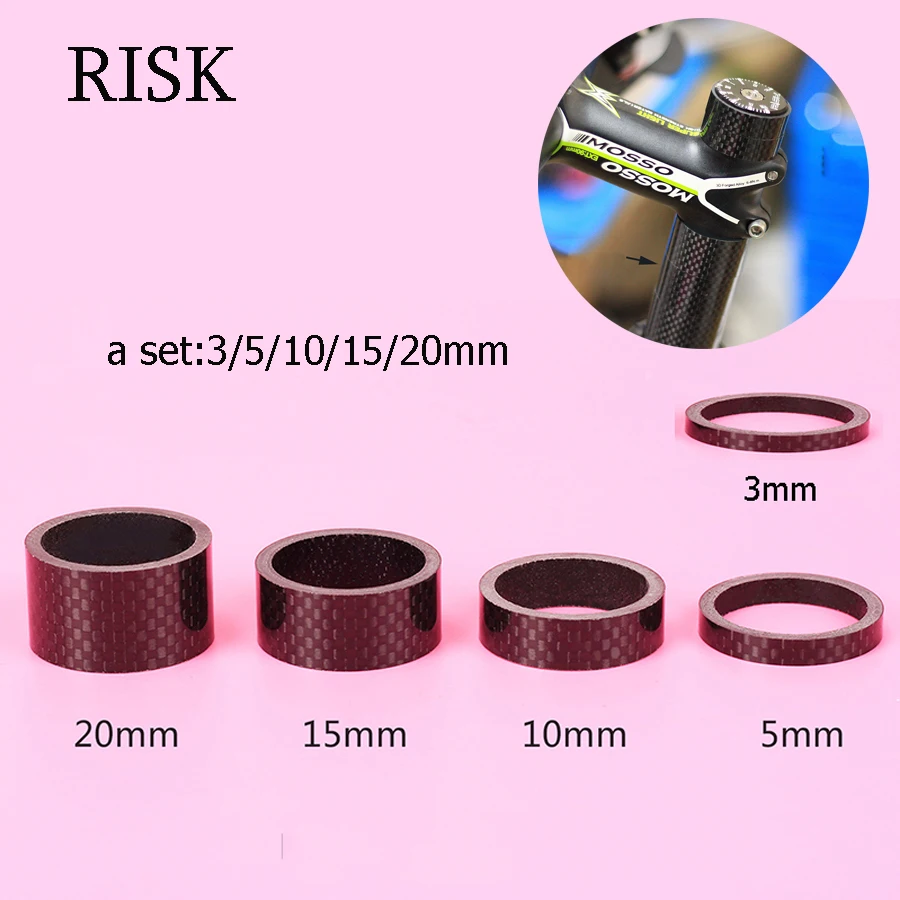 RISK 5PCS 1 1/8 inch Bicycle Headset Carbon Fiber Washer Set Bike