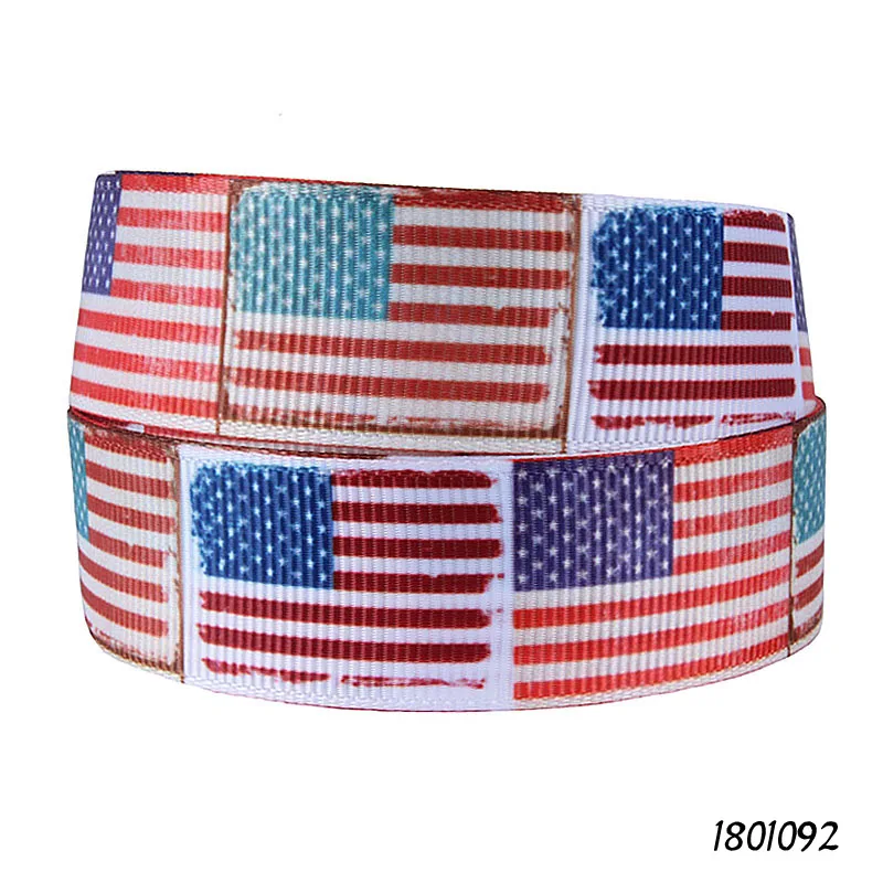 

FLRA Ribbon (50 yards/lot) Wholesale heat transfer printed US flag patterns grosgrain ribbon for hair bows