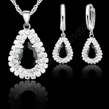 Jewelry Sets Black 925 Sterling Silver Austrian Crystal Necklace Hoop Earring Set Women Wedding Gifts Necklace Lever Back Jewelry Sets Black 925 Sterling Silver Austrian Crystal Necklace Hoop Earring Set Women Wedding Gifts Necklace Lever Back