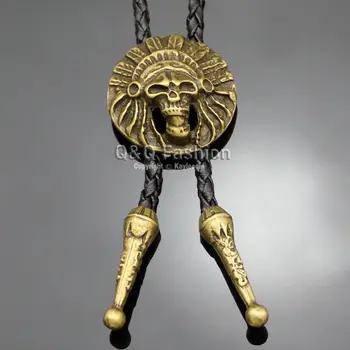 

Indian Skull Leather Rodeo Western Bolo Ties For Men Necktie Biker Gravata Borboleta Jewelry