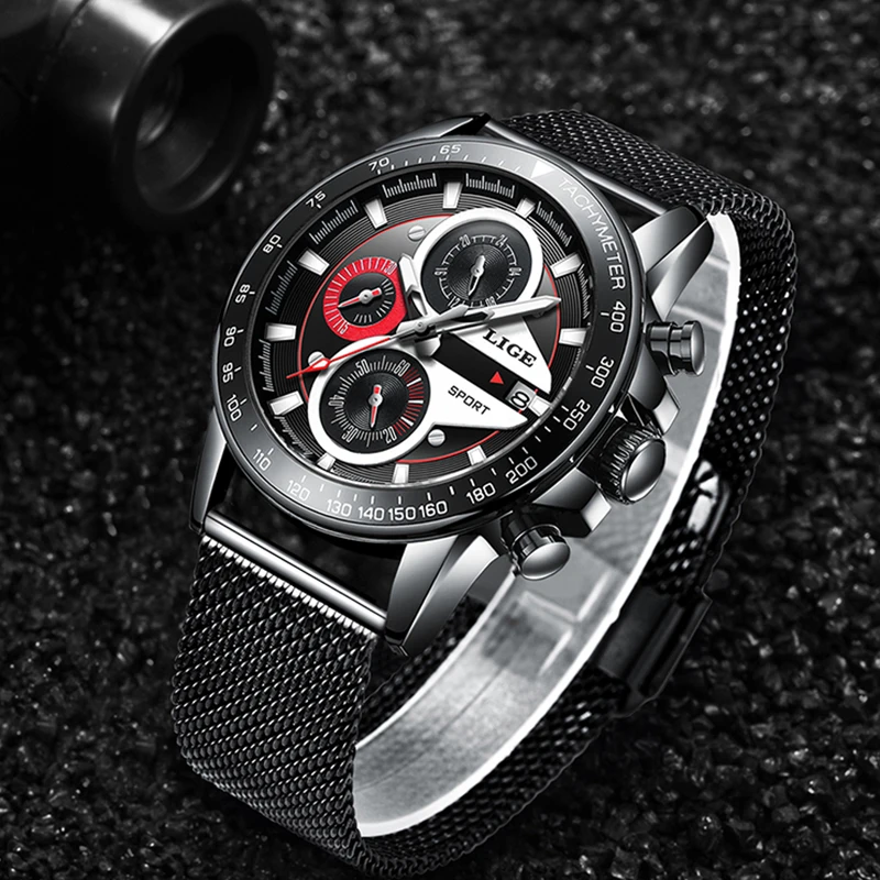 Relogio Fashion LIGE Mens Watches Top Brand Luxury Casual Quartz Watch Men Business Stainless Steel Waterproof Sport Chronograph