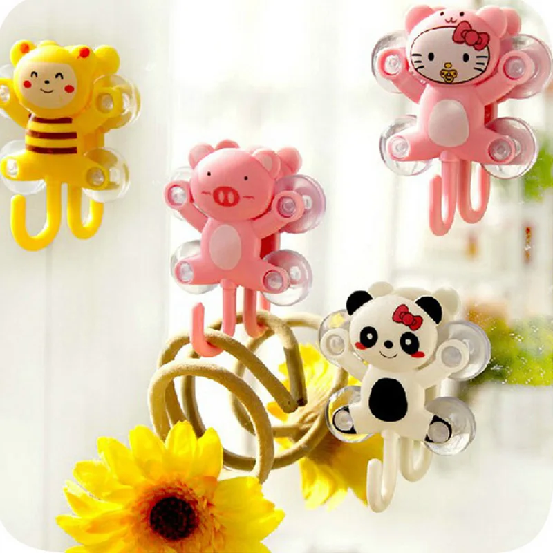 

1PC Cartoon Animal Strong Suction Cup Suction Hooks Hook Creative Vacuum Sucker Hanger Bathroom Hooks B