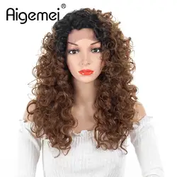 Aigemei синтетические парики афро фигурные синтетические парики для Для женщин жаропрочных Женский парики Для женщин коричневый, черный 20