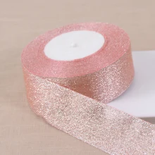 Оранжевый розовый(25 ярдов/партия)(38 мм) металлическая лента/блестящие рождественские и подарки на день рождения упаковочные украшения ленты