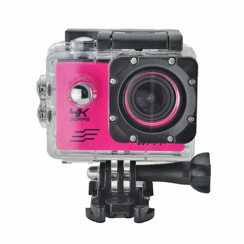 1 шт. 4K экшн-камера wifi 1080P 16MP 4X Zoom Helmet 30m Водонепроницаемая подводная DV Спортивная камера с пультом дистанционного управления/база для шлема - Цвет: Розовый