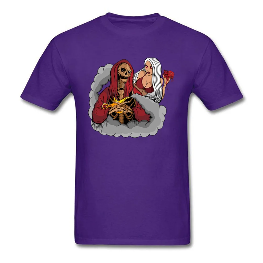 Evil Skeleton Genius Short Sleeve Tops T Shirt Round Neck Pure Cotton Mens Top T-shirts Summer Clothing Shirt Slim Fit Evil Skeleton Genius purple
