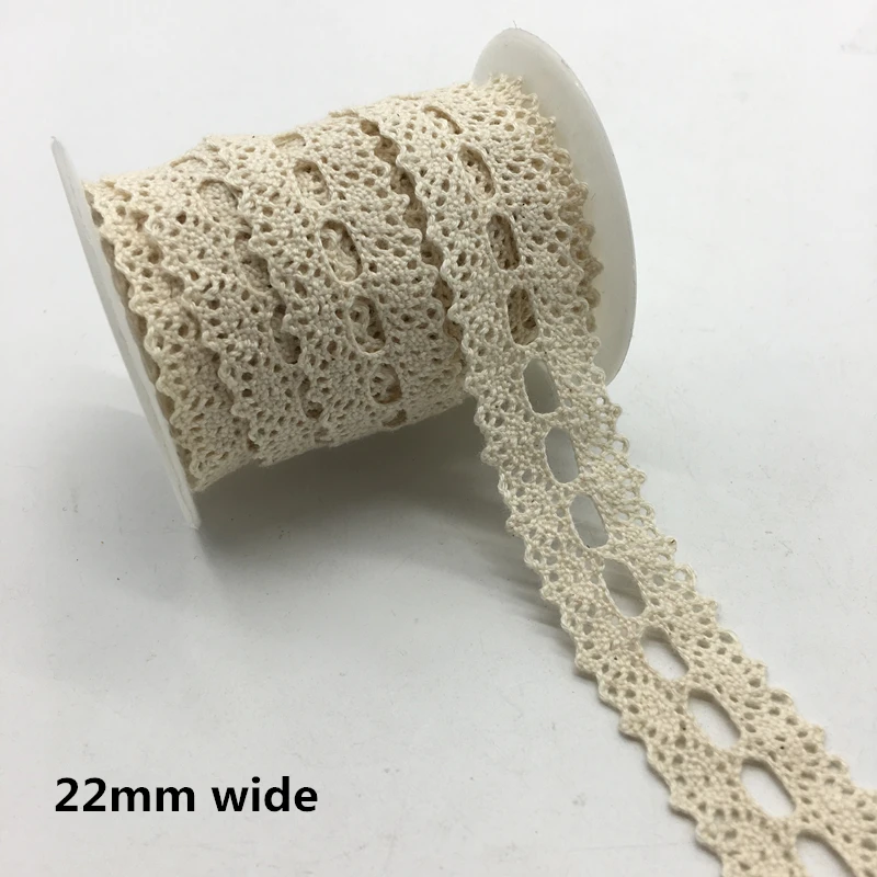 

2 Yards/lot 22mm Wide Apparel Sewing Fabric Trim Cotton Crocheted Lace Fabric Ribbon Handmade Accessories #FF19
