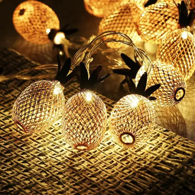 LED Pineapple Shaped Night Lights Fairy String Light Curtain Fruit Lamp Party Bedroom Home Decoration