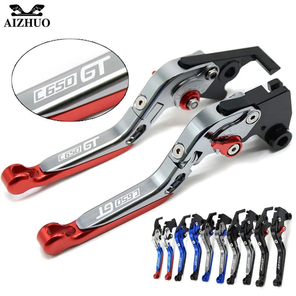 C650 GT LOGO Motorcycle Clutch Brake Lever CNC Aluminum Extendable Adjustable 9 Color For BMW C650 GT C650GT 2011 2012-2017