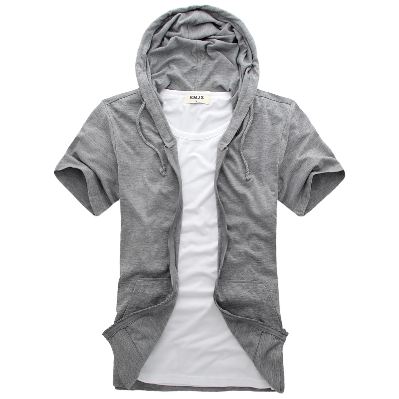  Short Sleeve Hoodie (10 colors) Stylish Casual Short Sleeve T-Shirt Men's Summer New Solid Casual Z