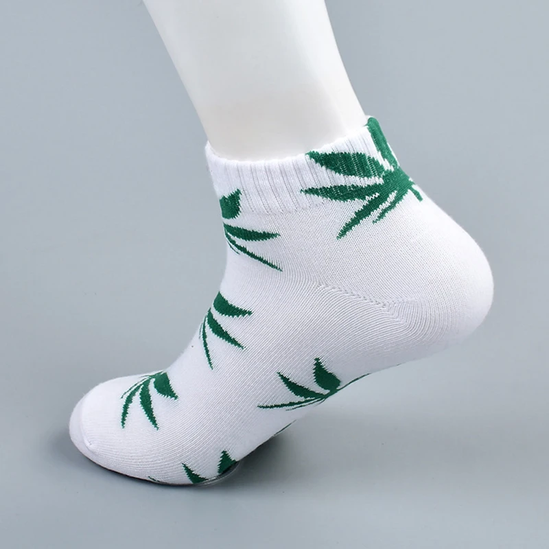 Бамбуковые летние женские и мужские забавные короткие носки из конопли Meias, Короткие Носки Happy Maple Leaf sokken, хлопковые мужские носки с травкой, белые и черные носки