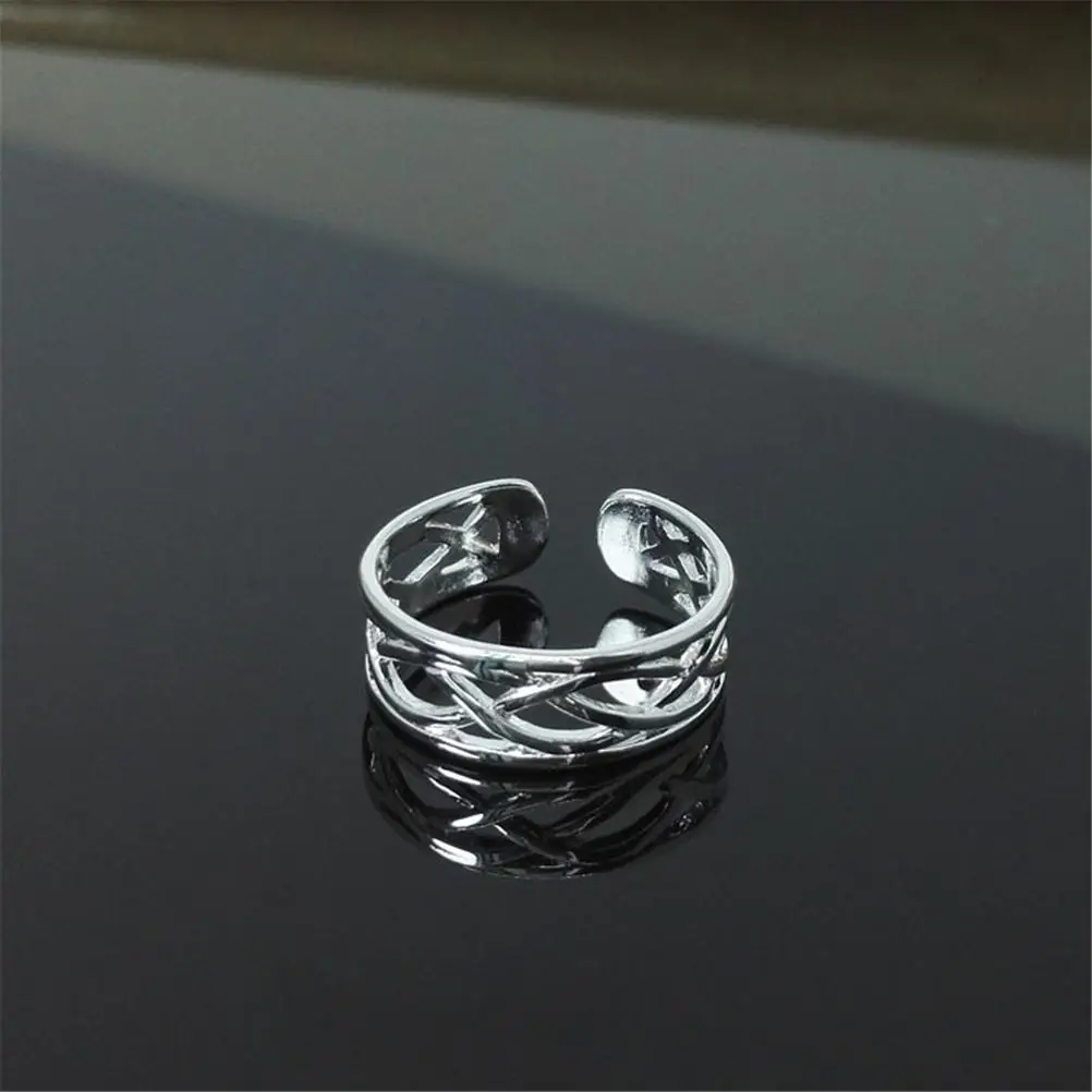 Регулируемый Размеры посеребренные цинковый сплав палец Кольца с кольцом для Для женщин