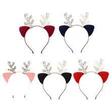 Блестящее Рождественское украшение оленьи рога повязка на голову модные милые кошачьи уши Петля для волос украшения для волос тиары головные уборы для девочек детское праздничное украшение