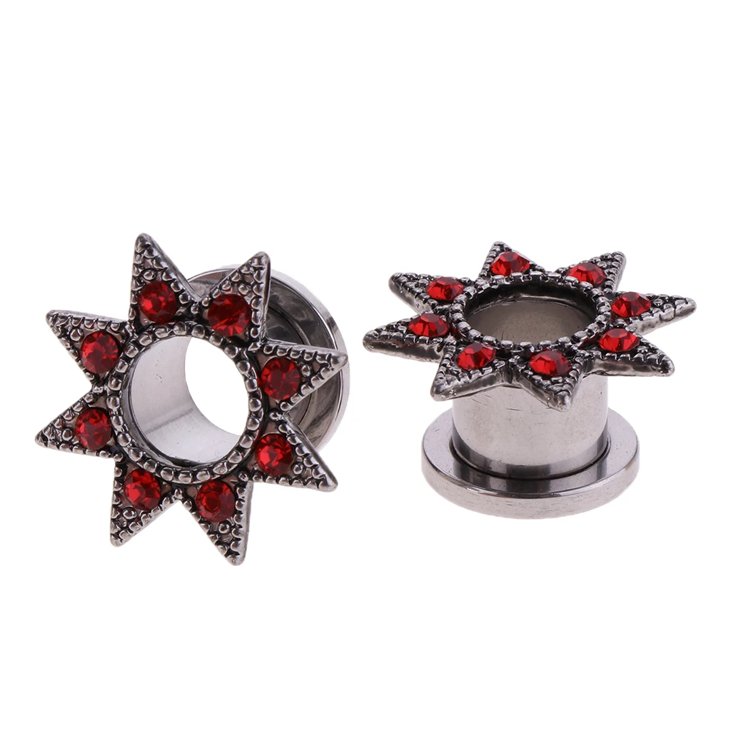 1 Pair Stainless Steel Screw Ear Gauges Flesh Tunnels Plugs Expander 6/8/10/12/14/16/18mm 7 Sizes
