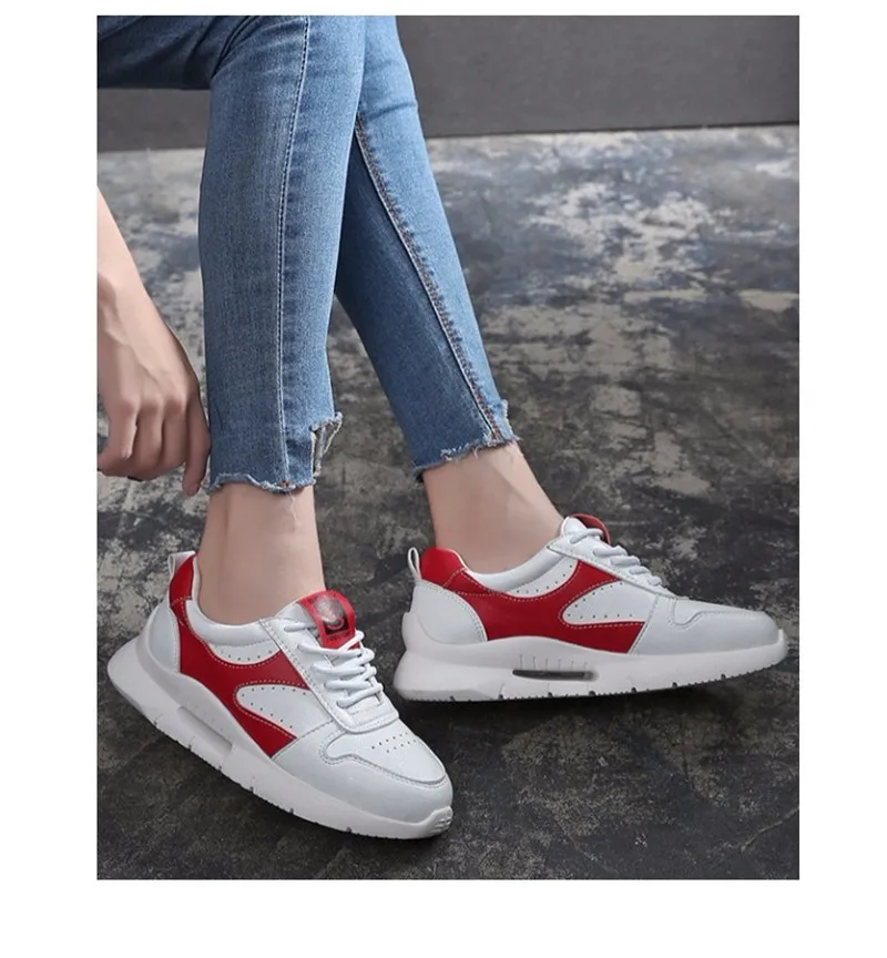 2019 Spring Fashion Brand Casual Shoes Flats Women Platform Dad Shoes Comfortable Woman Sneakers Harajuku Shoes White Silver Red (3)