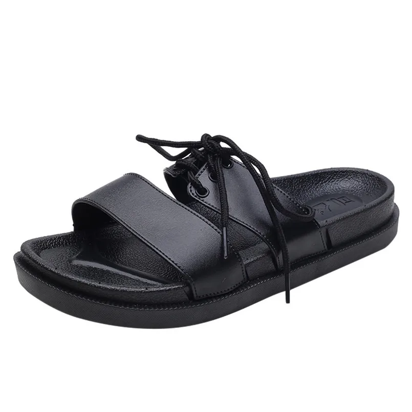 

Summer Couple Flat Beach Shoes Outdoor Thick Bottom Slipper Lace-Up Walking Shoe Mans footwear terlik kapcie Slides 40jy11