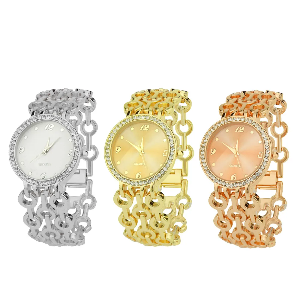 Женские круглые часы-браслет с бриллиантами, Аналоговые кварцевые наручные часы для женщин