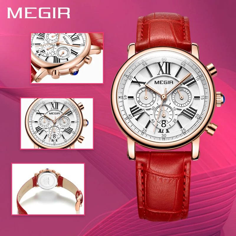 Goede Luxe Merk MEGIR Chronograaf Sport Horloges Vrouwen Armband Relogio Feminino Dames Liefhebbers Quartz Horloge Klok Vrouwen 2058