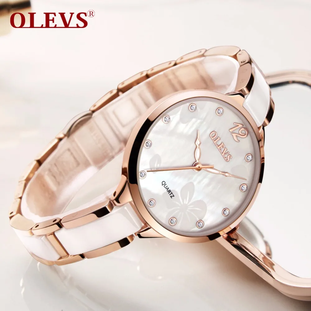Olevs Роскошные Брендовые женские часы relogio feminino модные розового золота