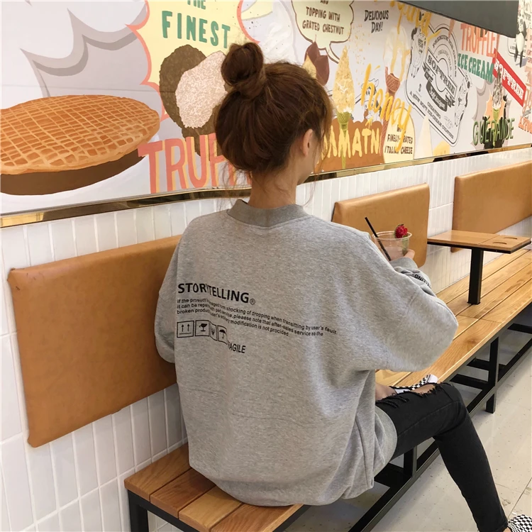 

Qooth New Casual Sweatshirts Women White Black Pullover Female O-neck Tops Sweatshirt 2018 Autumn Winter Coat Warm Hoody QH1695