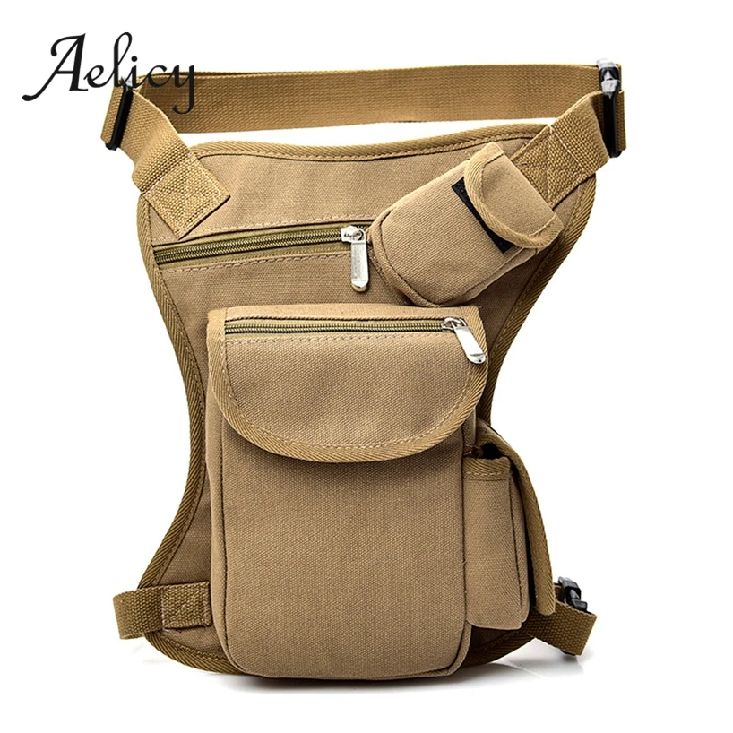 

Aelicy Men's Camouflage Military Belt Bag fanny packs Mens Canvas Outdoor Tactical Riding Waist Bag Multi-function Leg Pocket