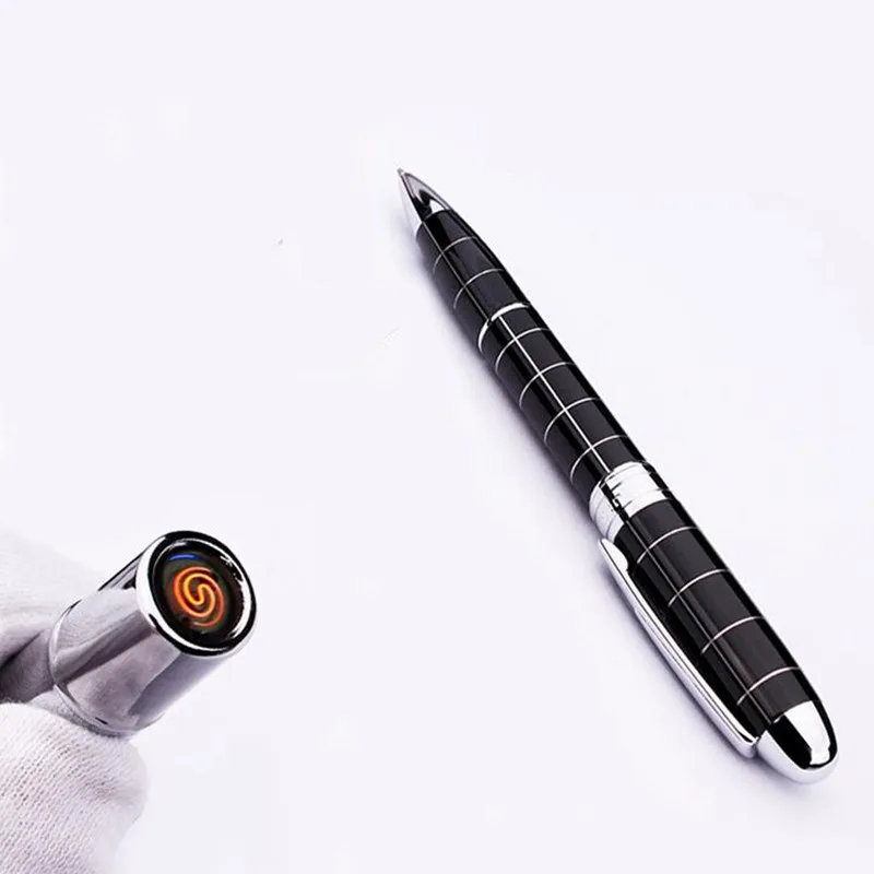 luxury Office Pen With Lighter Stainless Steel Multifunctional Pen Lighter Electronic Cigarette