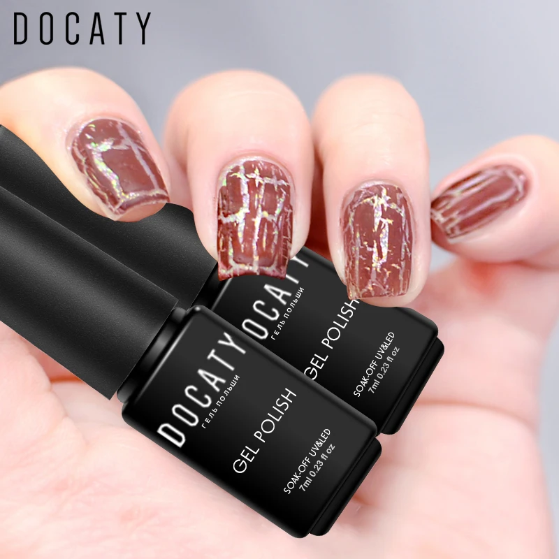 Docaty новинки для дизайна ногтей 2018 украшения Потрескивающий УФ гель 7 мл лак