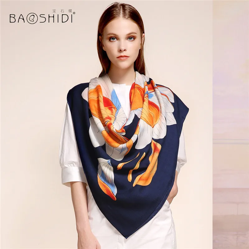 [BAOSHIDI] 100% шерстяной зимний шарф роскошные брендовые шарфы элегантные женские
