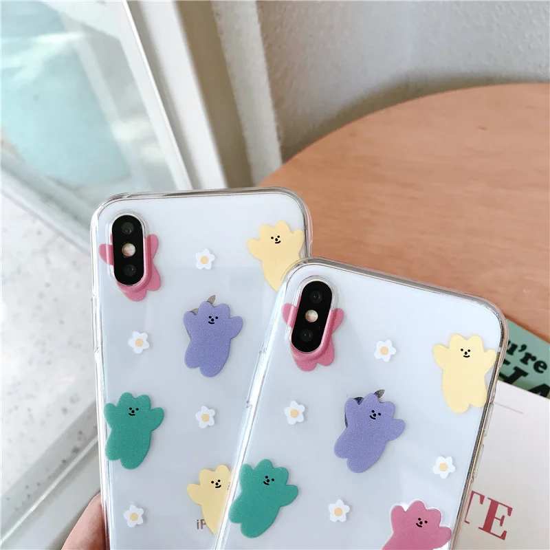 Прозрачный милый чехол для iPhone 6 6s, Стильный Ультратонкий чехол для iPhone 7 8 plus, мягкий чехол для телефона x xs max xr