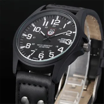 

2018 Vintage Classic Men's Waterproof Date Leather Strap Sport Quartz Army Watch Men Watch Waterproof erkek kol saati