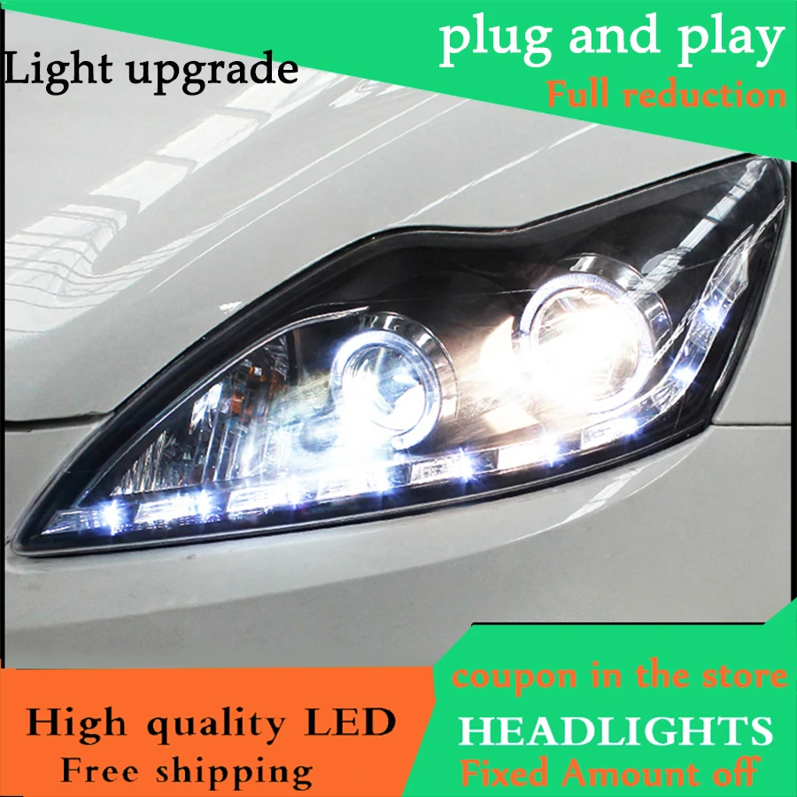 Faro delantero de estilo de coche para Ford Focus MK2, faros delanteros LED  2009 2013, lente DRL Bi Xenon, luz antiniebla de estacionamiento de luz  alta y baja|Ensamblaje de luces de coche| -