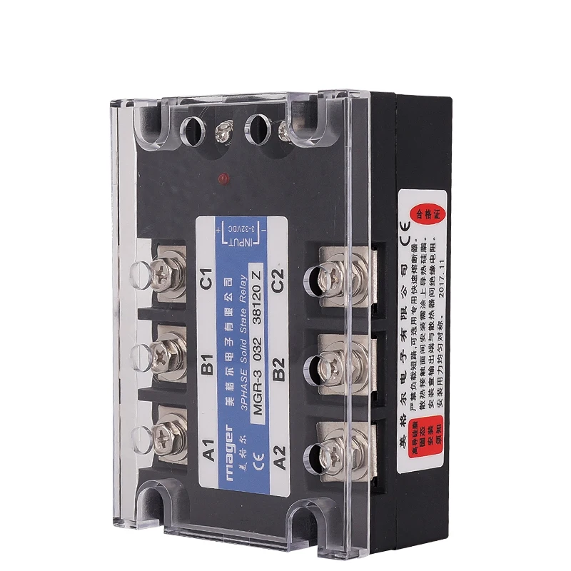 Трехфазное твердотельное реле 120A SSR DC control AC (MGR-3 032 38120 Z)380VAC напряжение Бесплатная