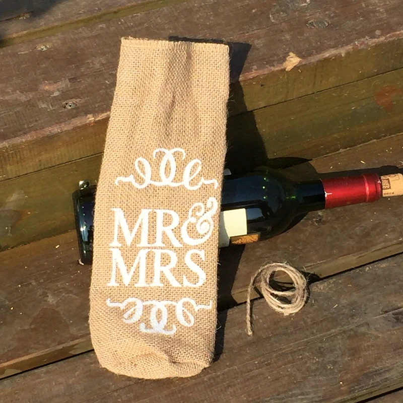 Galabeme 1 шт MR & MRS винная бутылка из джута сумка держатель подарки сумки винтажная