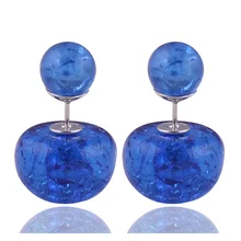 11 Colors New Design Natural Stone Crack Double Sides Pearl Earrings Luxurious Crystal Double Ball Beads Earrings For Women Gift