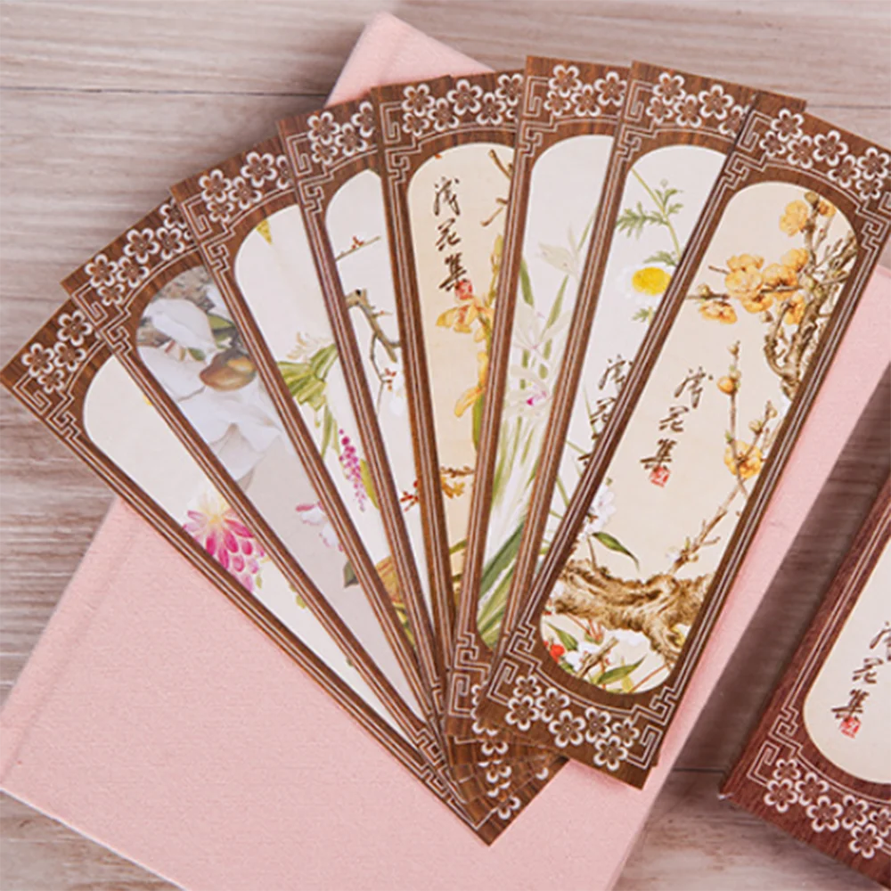 

30pcs Vintage Chinese Style Bookmark Stationery Message Card Flowers Birds Bookmarks for Books Paper Dividers Book Page Holder