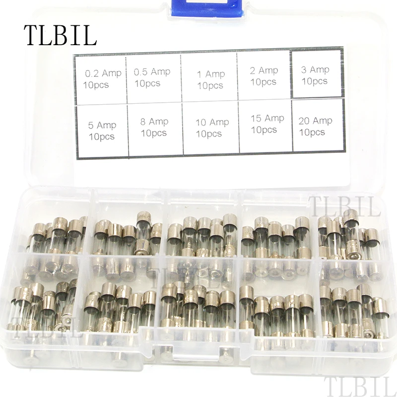 

100Pcs/Set 5x20mm Quick Blow Glass Tube Fuse Assorted Kits Fast-blow Glass Fuses Promotion